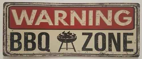 BBQ wandbord Warning BBQ zone